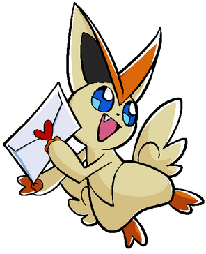 Victini holding a love letter