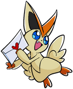 Victini holding a love letter
